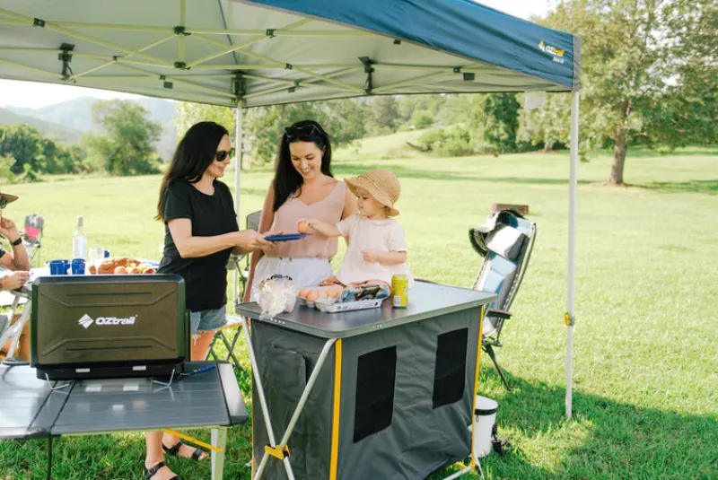 Kitchens & Storage<OZtrail Deluxe Folding 3 Shelf Double Cupboard